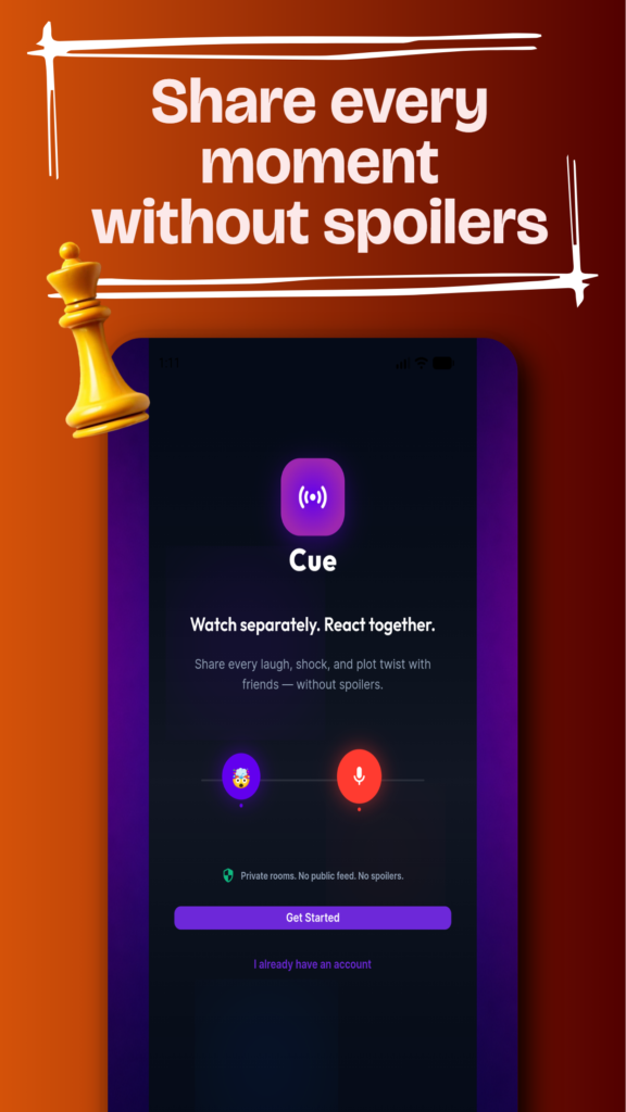 Cue welcome screen explaining private rooms and spoiler-free reactions