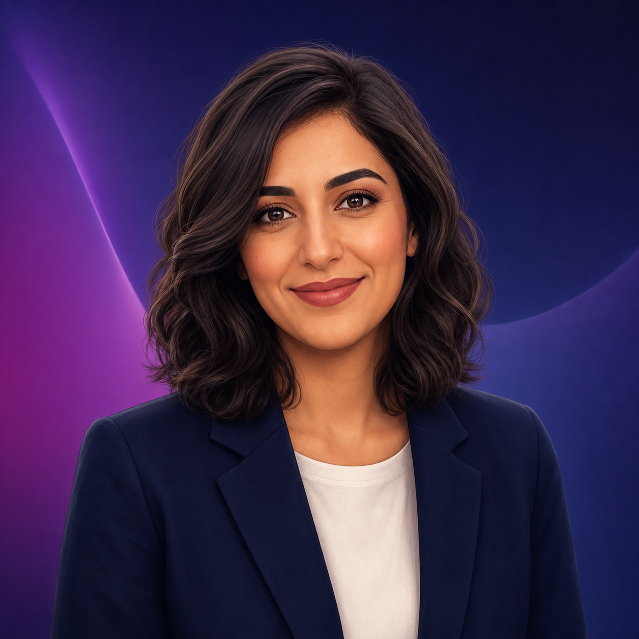 Illustrated portrait of Mira, Cue virtual community manager